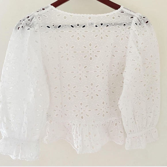 Wilfred eyelet blouse with ruffle detail and covered buttons. - Picture 3 of 4